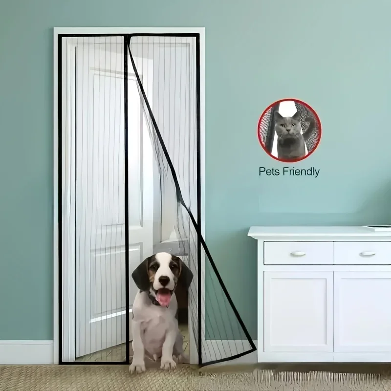 

100Cm x 210cm magnetic mosquito repellent curtain - black and gold vertical slats homes, restaurants, hotels - summer use
