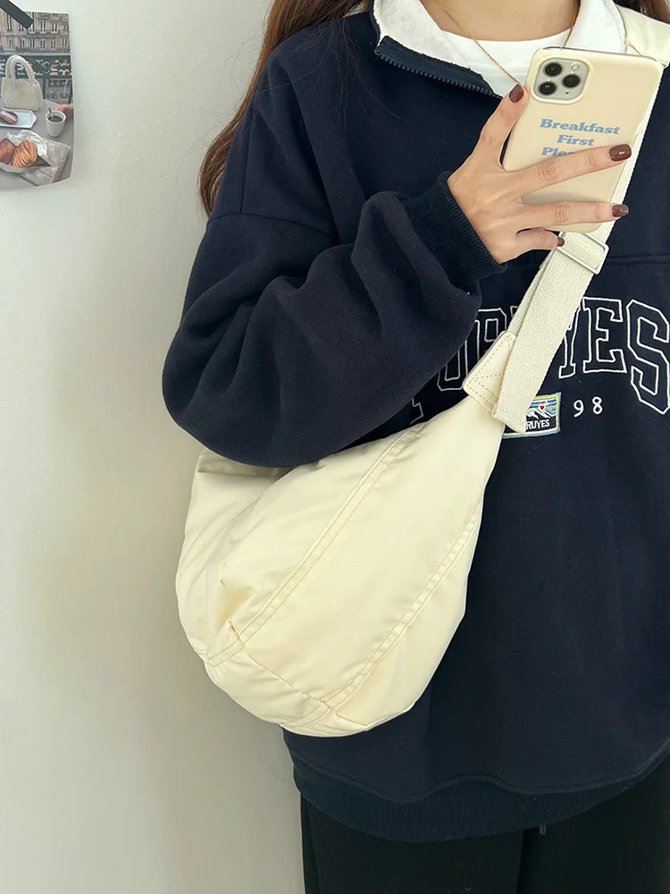 Women\'s Crossbody Hobo Bags Fluffy Canvas Shoulder Bag Large Capacity Casual Sport Handbags Female Travel School Messenger Bag