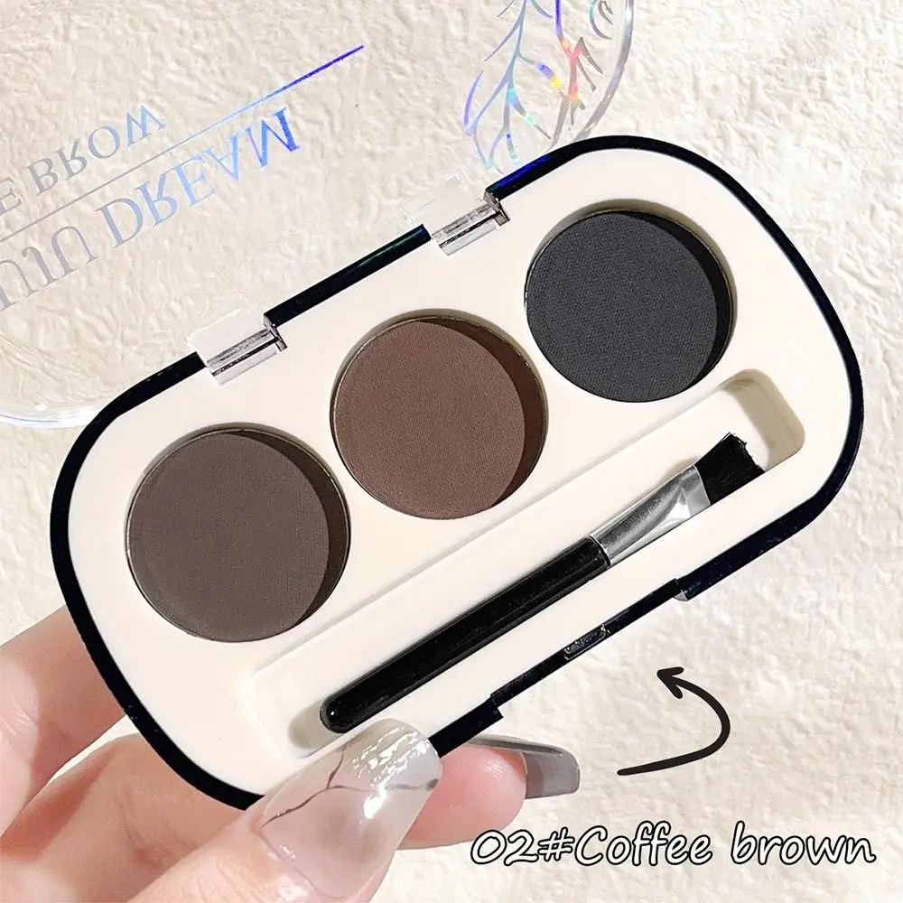 Avec brosse à sourcils 3 couleurs Palette de poudre à sourcils longue durée naturel mat poudre à sourcils résistant à la sueur sourcil maquillage cosmétiques