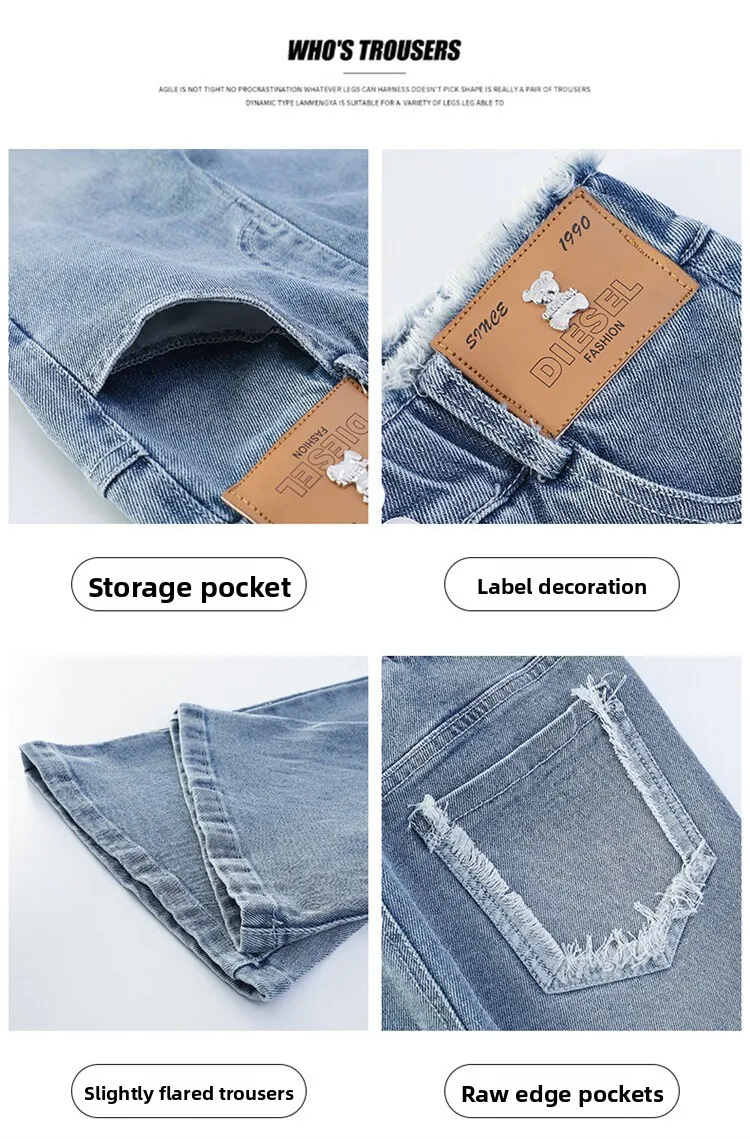 Schmal geschnittene, eng anliegende Jeans mit Herzmuster für Mädchen, elegante Boot-Cut-Denim-Leggings, modische Kinderjeanshose – Detail 9