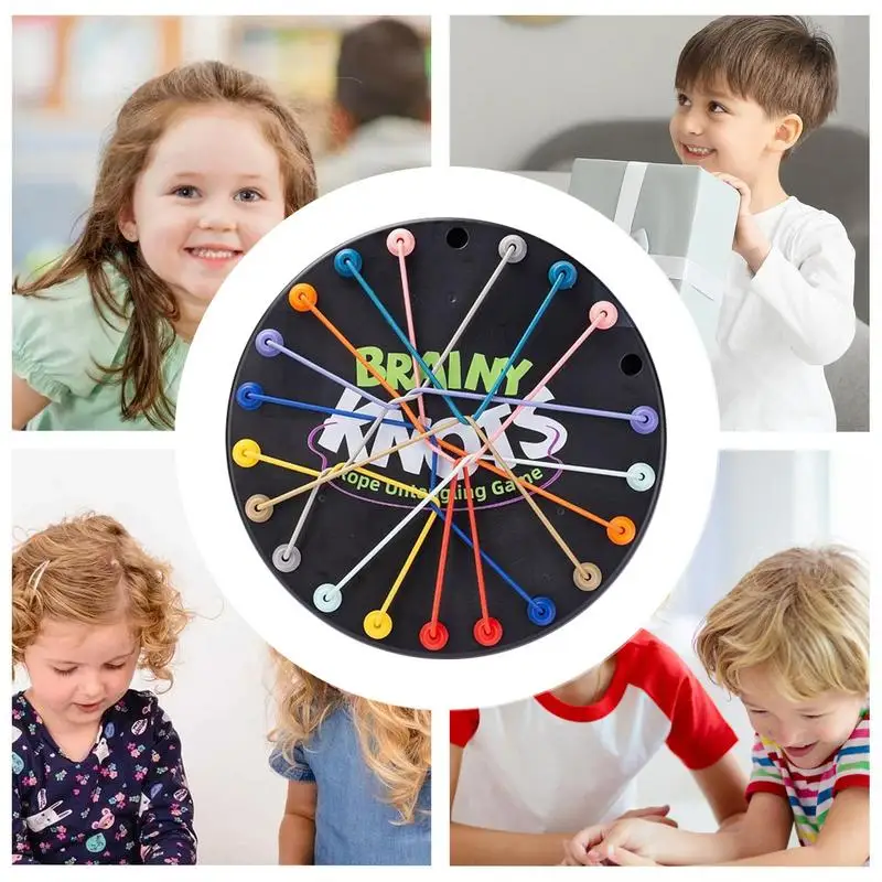 Kid Rope Knots Puzzle Social Board Game Color Line Sorting The Great Rope Untying Challenge Logic Thinking Strategy Table Game