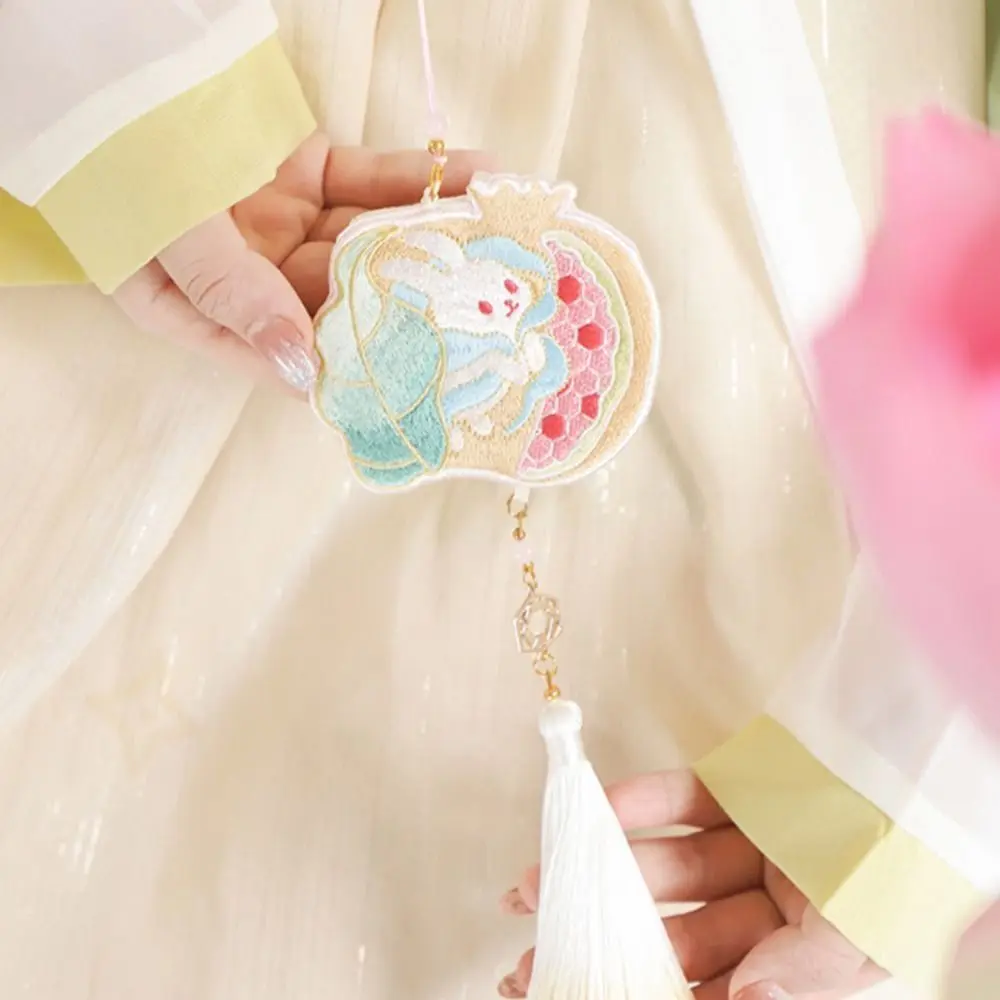 

Cartoon Mid-Autumn Festival Sachet Bag Chinese Style Portable Blessing Pouch Handmade Crafts Sachet Pedant Necklace