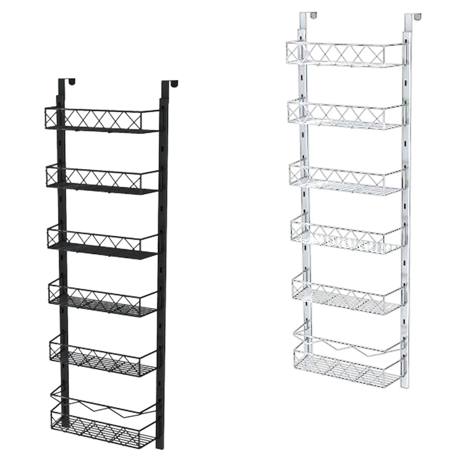 6 Tier Pantry Door Organizer Narrow behind The Door Storage Hanging Spice Rack for Home Living Room Bedroom Laundry Room Kitchen