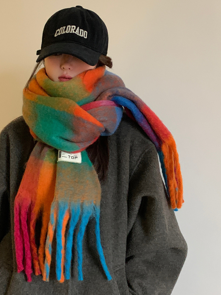  Scarf For Women New Winter Warm Versatile Student Scarf High-End Shawl Korean Version Tassel Thickening 