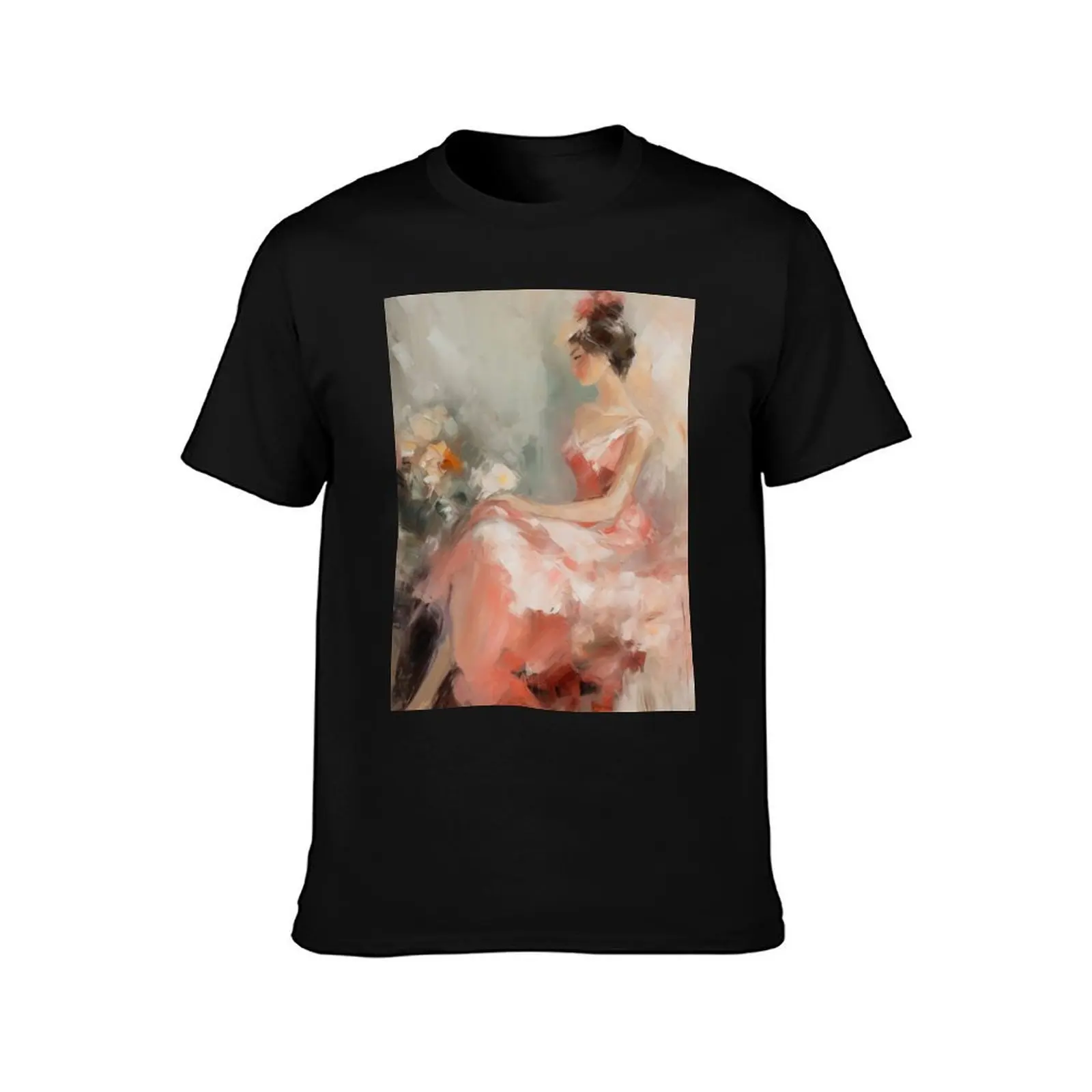 Coquette aesthetic vintage painting of a flamenco dancer T-Shirt Minimalist Casual Short Sleeve Top T-Shirt