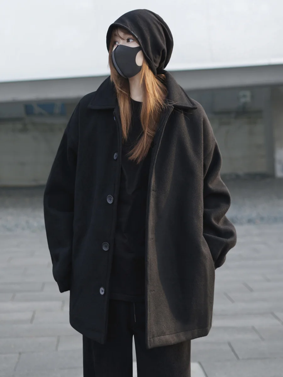 

Женское шерстяное пальто Thiened на хлопковой подкладке, зимнее пальто Sli Retro Salt Series k College Sle, крутое пальто с отложным воротником