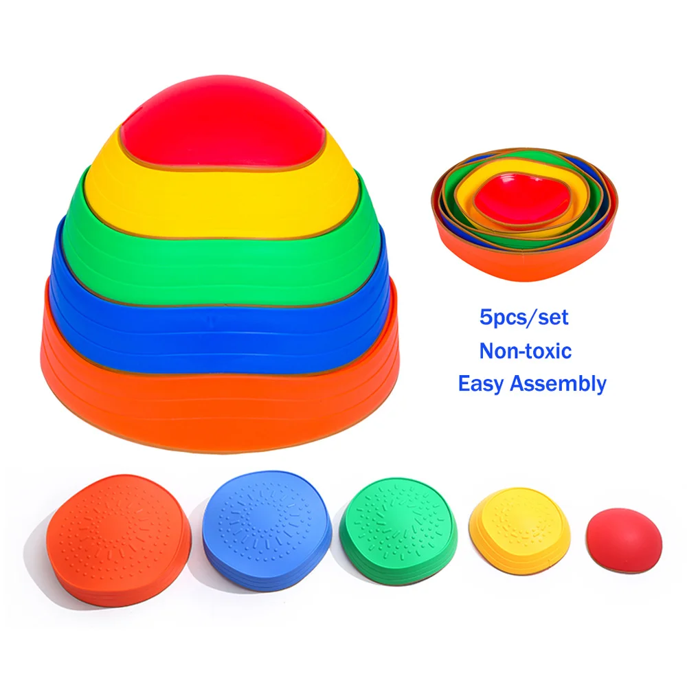 5pcs Outdoor sports Coordination Gymnastics Set Non-Slip Stackable Wave Blocks balance stepping stones toys for autistic kids