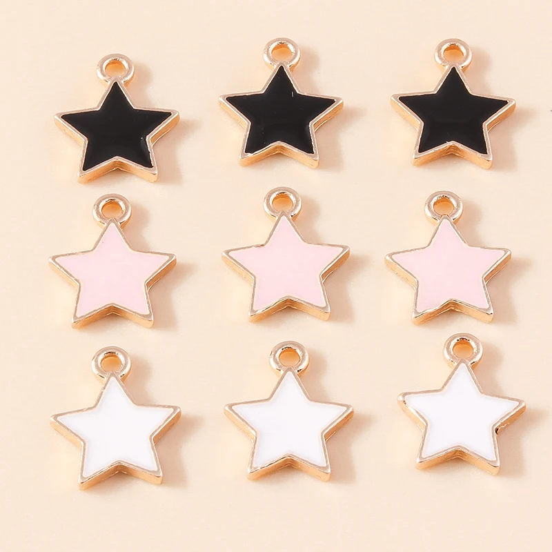 Leslie 10pcs/lot 16x18mm Enamel Black Five-pointed Stars Charms for DIY Earrings Necklaces Pendants Jewelry Making Accessories – Detail 15