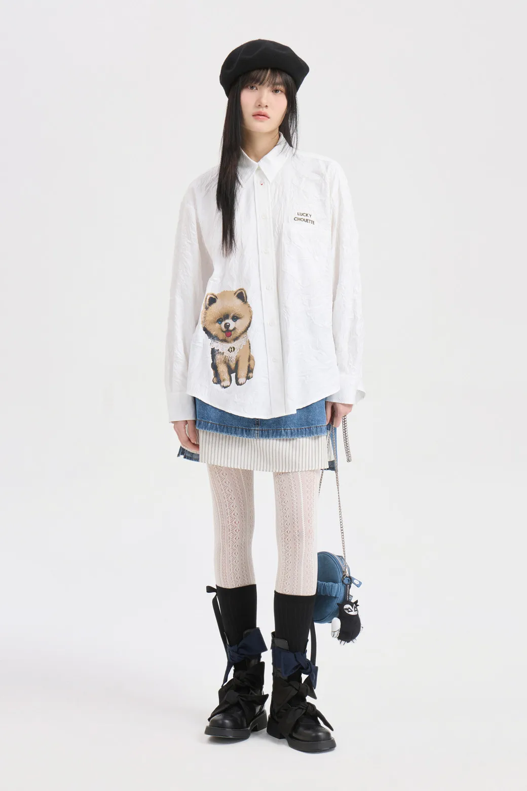 

Loose Fit Long Sleeve Cartoon Shirt Korean Style Dog Print Casual Versatile Breathable Cotton Commute Fashion Spring 2026