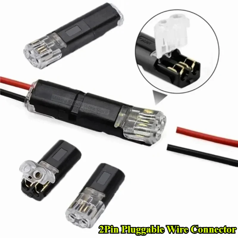 10/30/50Pcs 2-Pin Pluggable Wire Connectors,Quick-Connect Terminal Blocks,Suitable for Low-Voltage Cables,No Power Mode Required