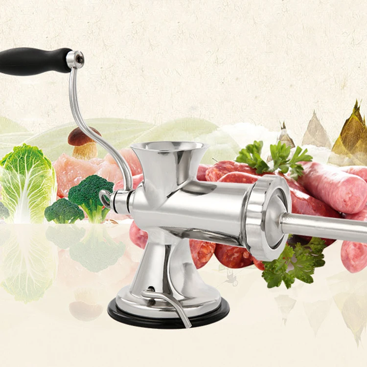 Hand Crank Food Vegetable Meat Mincer Sausage Maker Household Stainless Steel Manual Meat Grinder