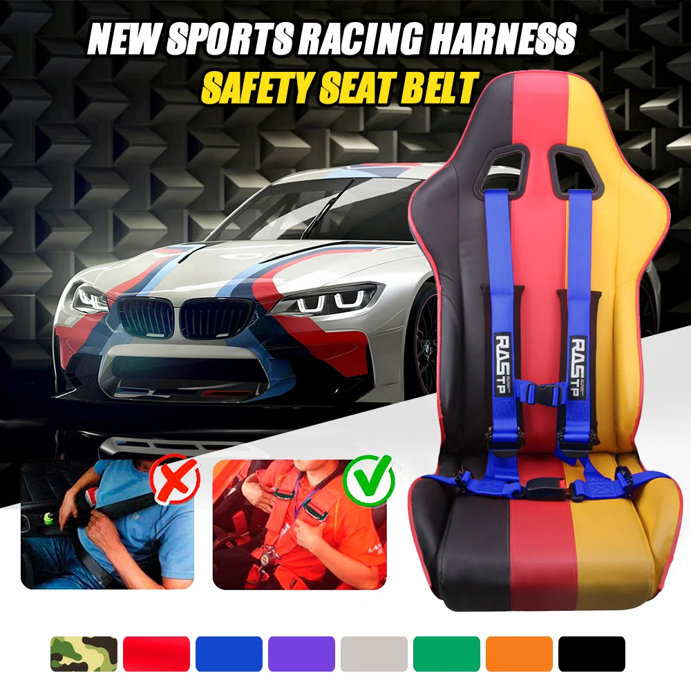 ZSRacing 2” Four Point Quick Release Bolt Mounting Racing Seat Belt High Grade Strap Nylon Sponge Belts Safety Harness BAG091