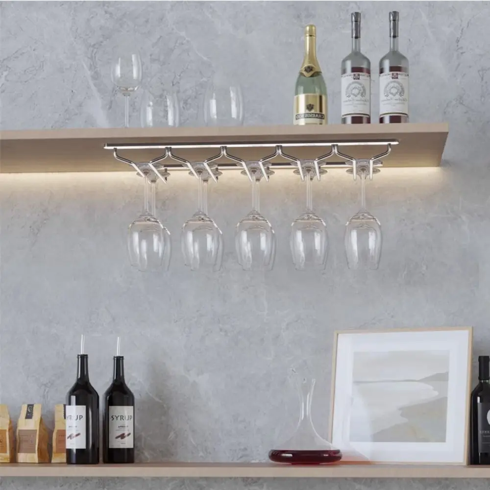 304 Stainless Steel Wine Glass Rack Inverted Hanging High-End Wine Glass Hanger Premium Waterproof Goblet Cabinet