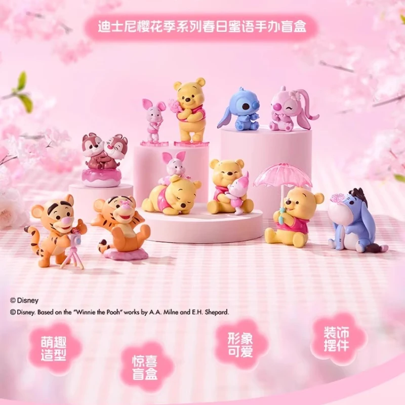 

Disney Cherry Blossom Series Spring Honey Words Surrounding Blind Box Cute Winnie the Pooh Figurine Collectible Display Piece