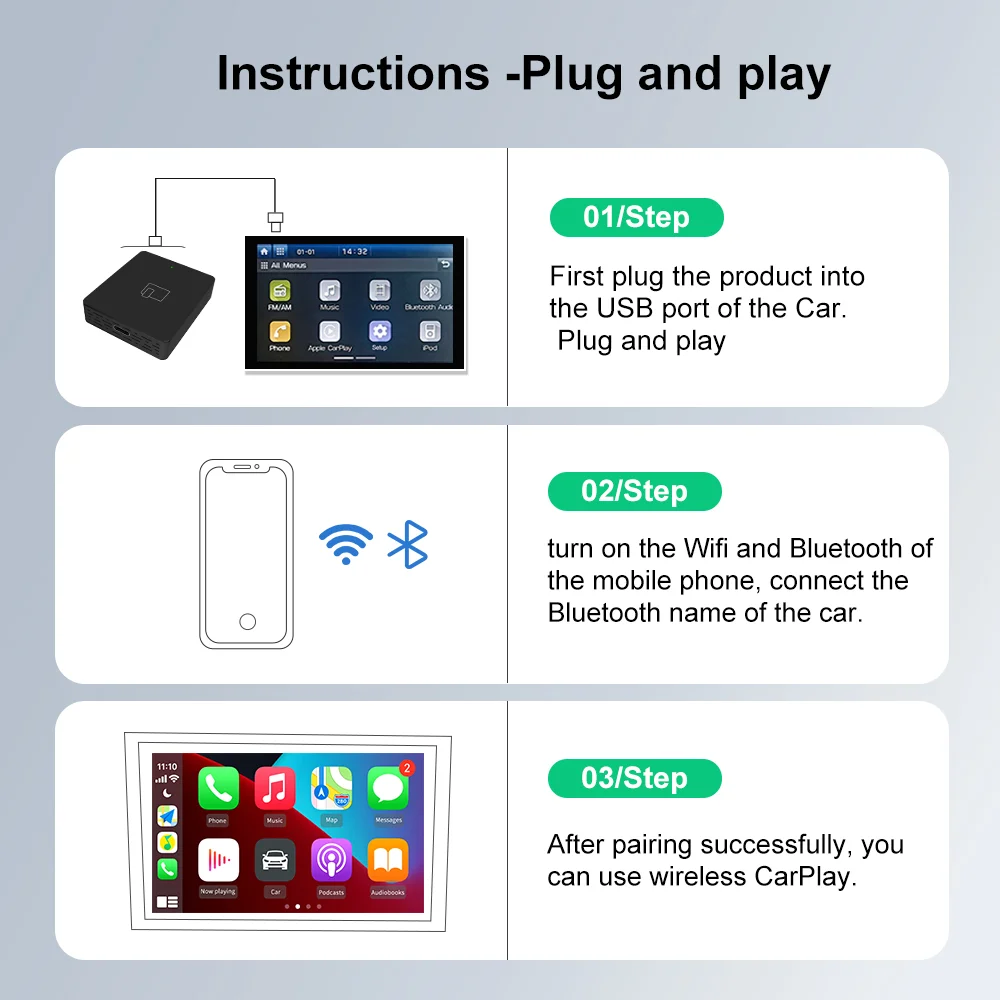 BAIC X55 2020-2022 EU5 EU7 U7 EX3 X3 WIZCAR A1 Smart Map Music Box Convert Carlife to Apple Carplay Android Auto for BeiJing