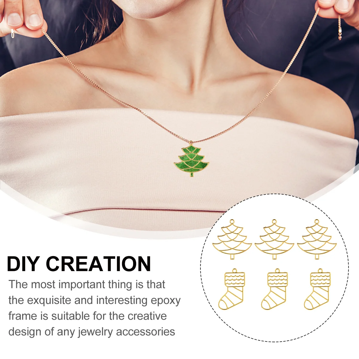 

20pcs Metal Filigree Pendant Frames Alloy Christmas Diy Jewelry Making Kit Resin Charm Molds Craft Supplies Gift Set