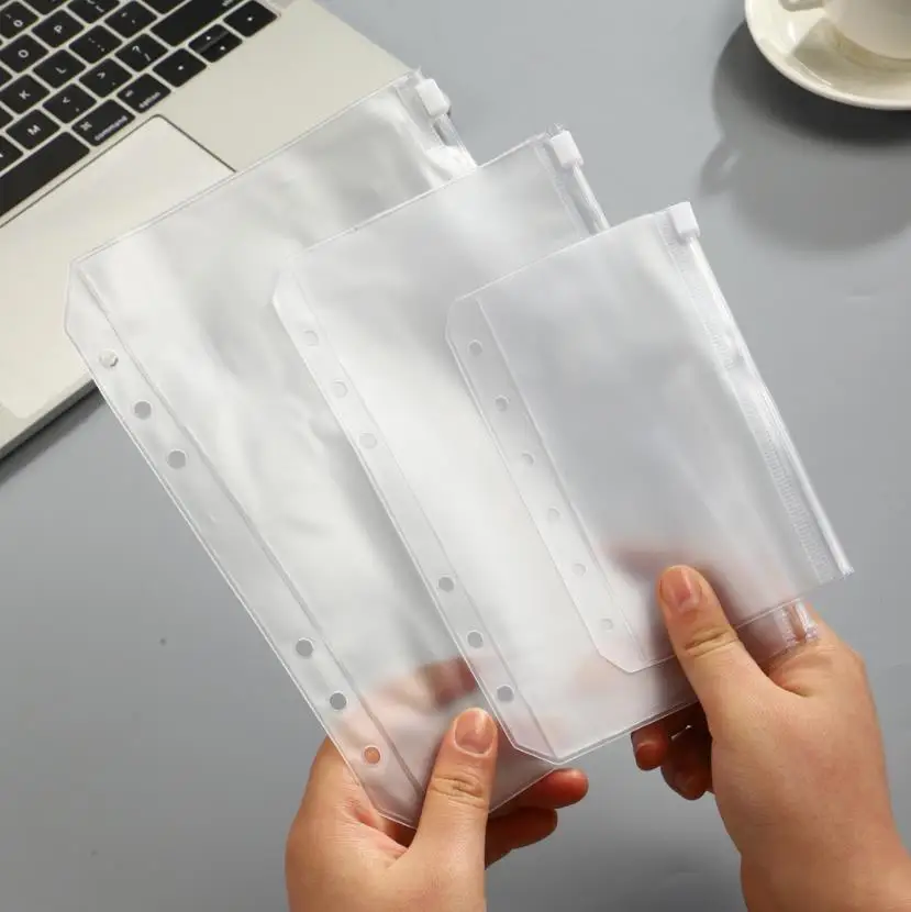 Frosted Waterproof File Folder A5/A6/A7 Pvc Zip Bag Transparent Envelope Pouch Plastic Binder Inserts Bag ni153