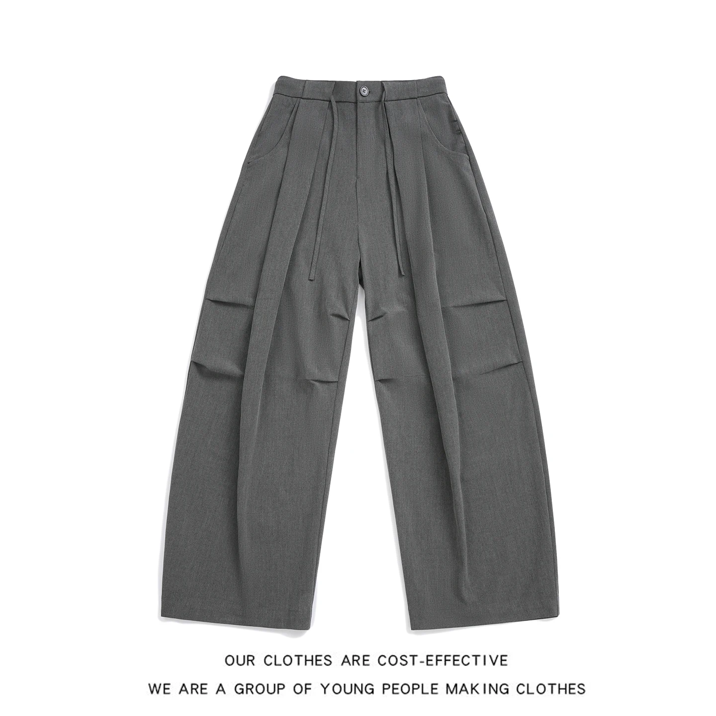 

Мужские повседневные брюки с плиссированным силуэтом и зауженным кроем, американские, модные, уличные, премиум-класса, свободного кроя, прямые штанины