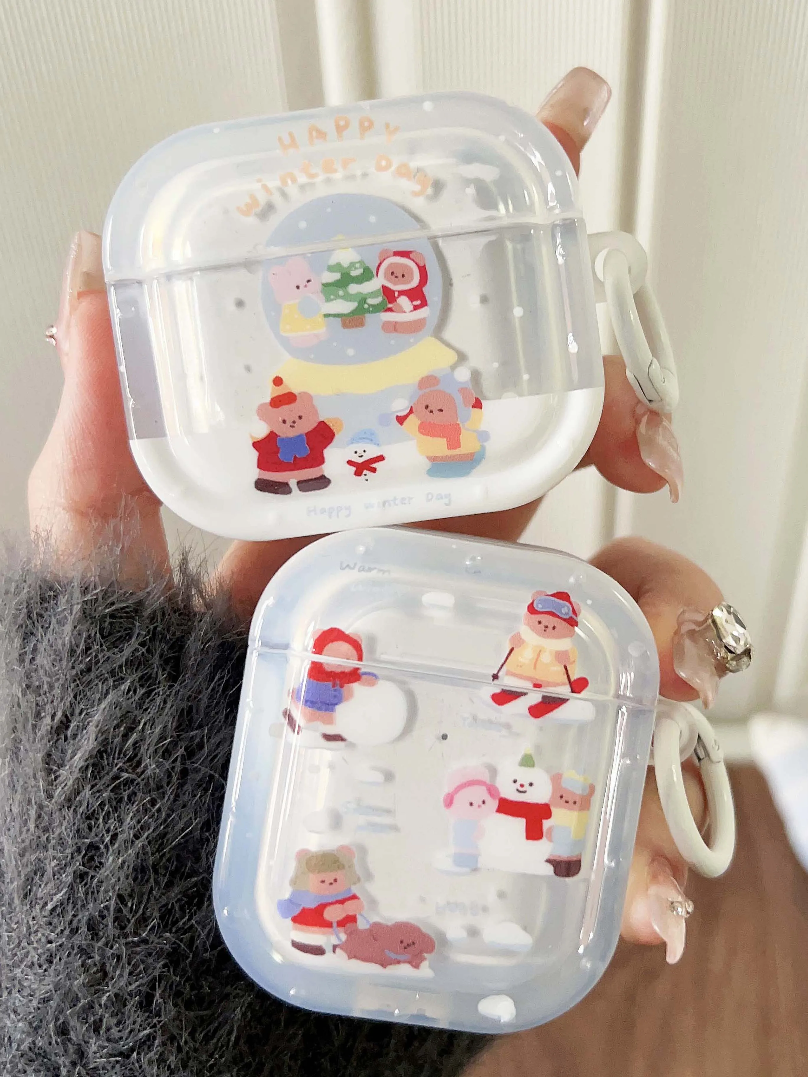 Happy bear merry christmas cartoon cute earphone case for apple airpods 3 1 2 pro 2nd wireless bluetooth charging box cover