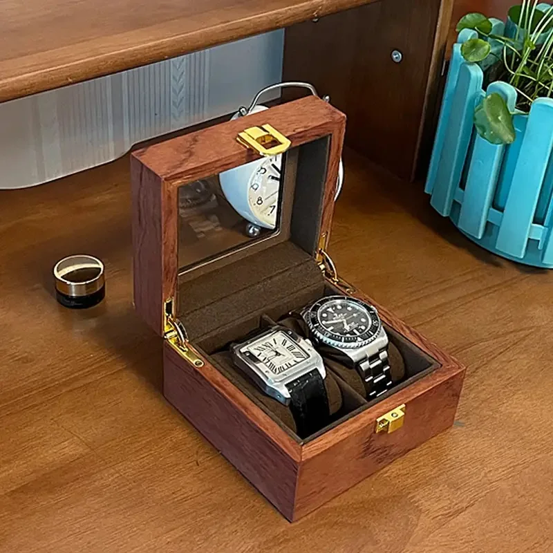 New wood Rosewood watch box Jewelry storage box 3/6/10 / slots Walnut watch jewelry display Glass skylight storage box