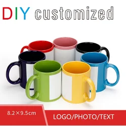 Taza de cerámica con logotipo personalizado, taza negra de 350ML, impresión de su foto, patrón de imagen, regalo personalizado para té, café y leche