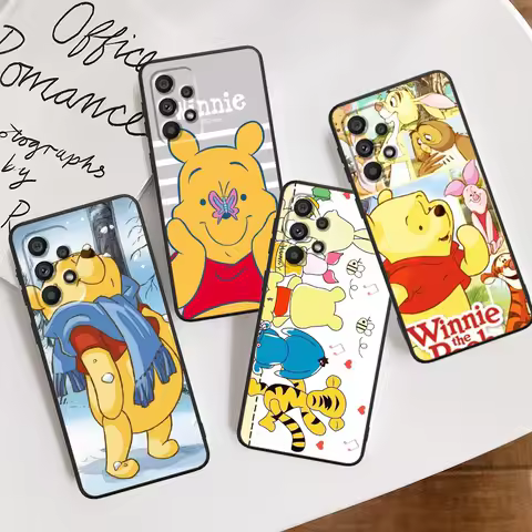 Winnie Pooh Cartoon For Samsung A53 A52 A33 A32 A51 A71 A21S A13 A73 A50 A22 A23 A03 A72 A54 A12 5G Black Soft Phone Case