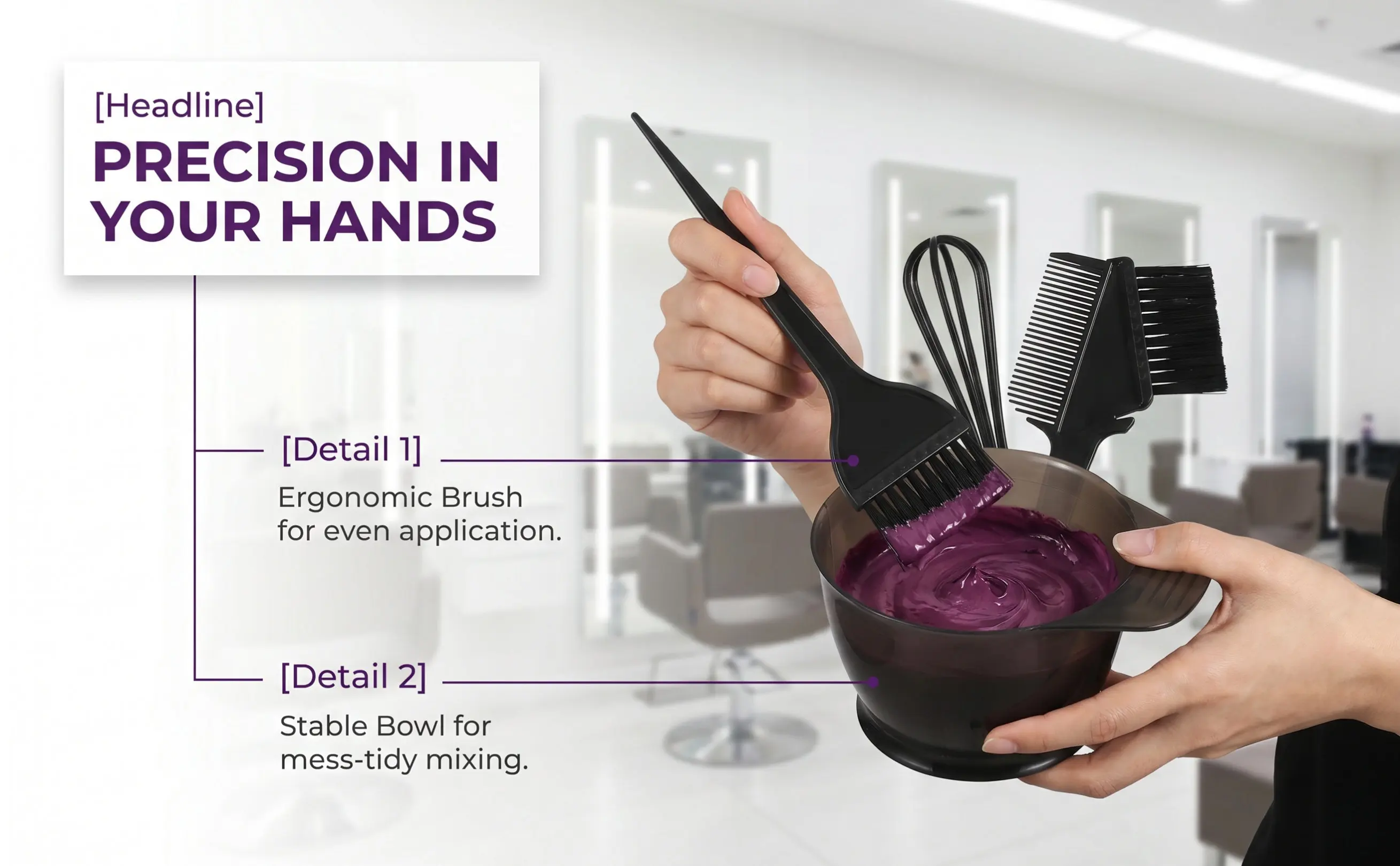 Professional Hair Dye Kit for Salon and Home Use Washable Reusable Dyeing Bowl Comb Brush Mixer No Mess DIY Hair Coloring Set