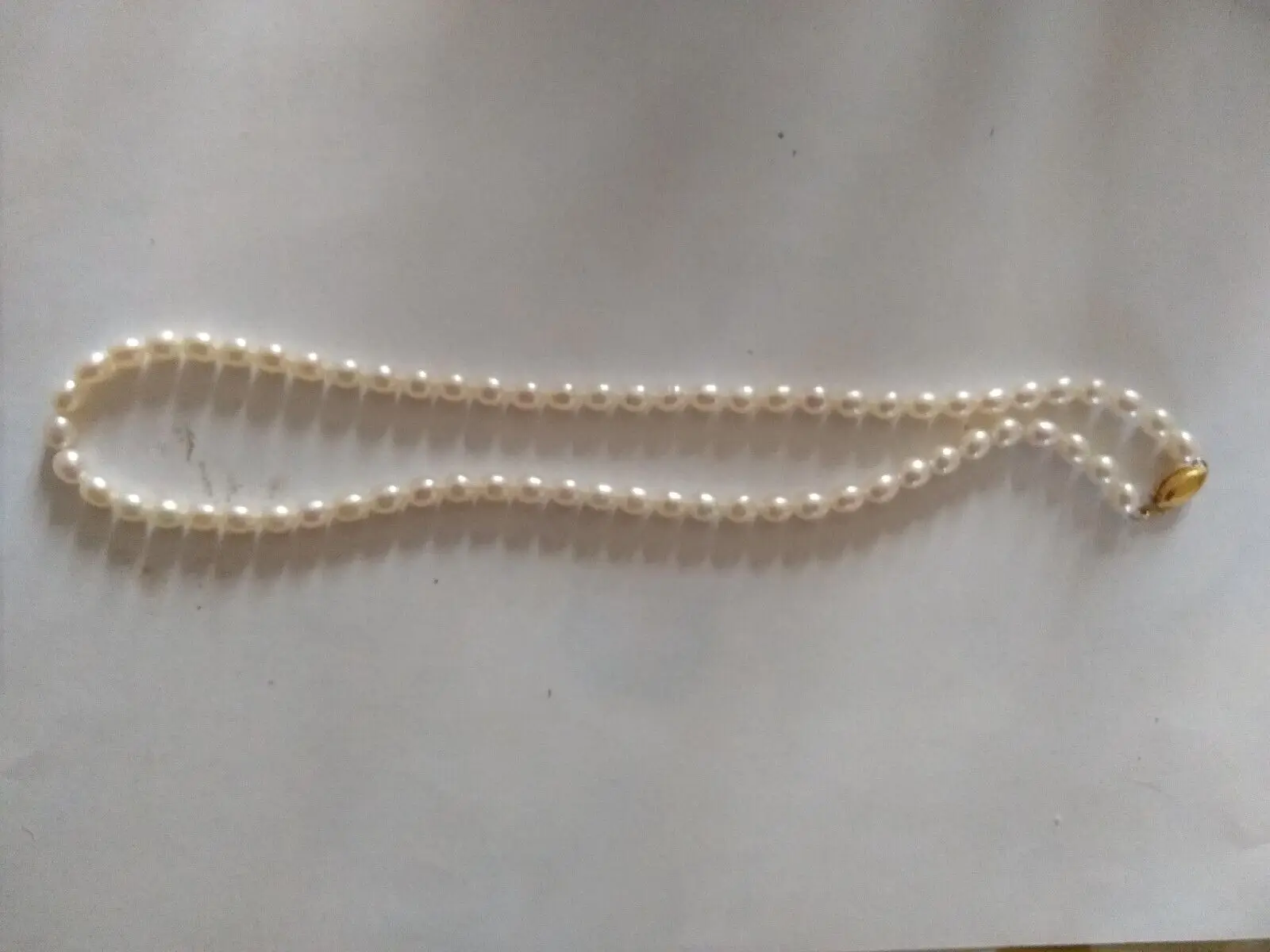 long mini 18in large  natural South Sea genuine white pearl necklace 14K gold buckle