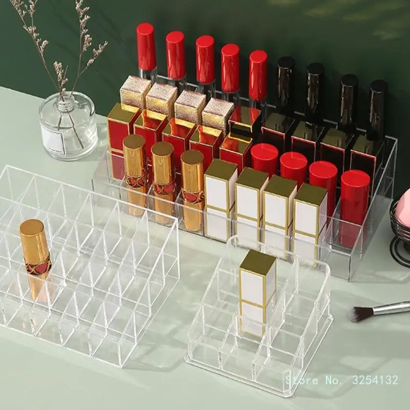 Practical Plastic Transparent Makeup Collection Display Lipstick Stand Rack Cosmetic Organizer Holder Box