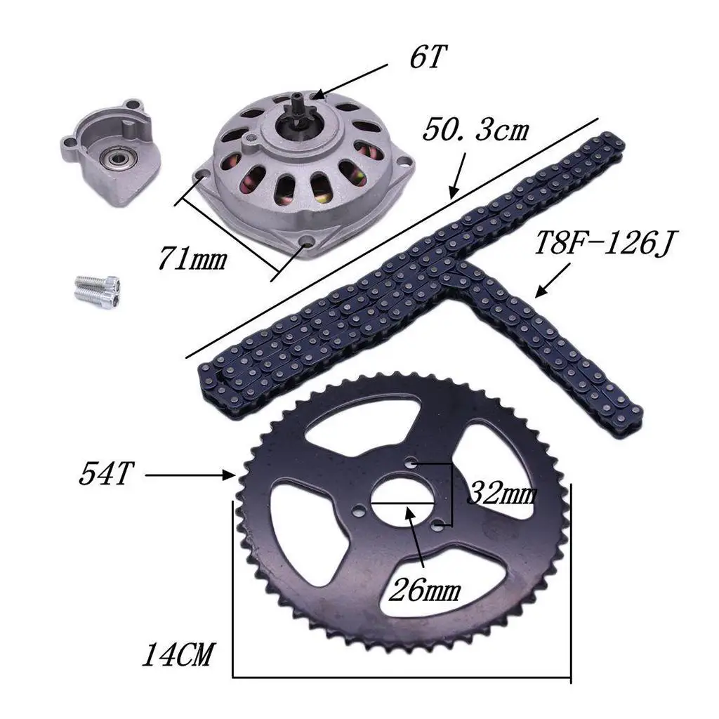 Motorcycle Sprocket Kit Drive System T8 And 54T 26mm Rear Sprocket Kit image 6