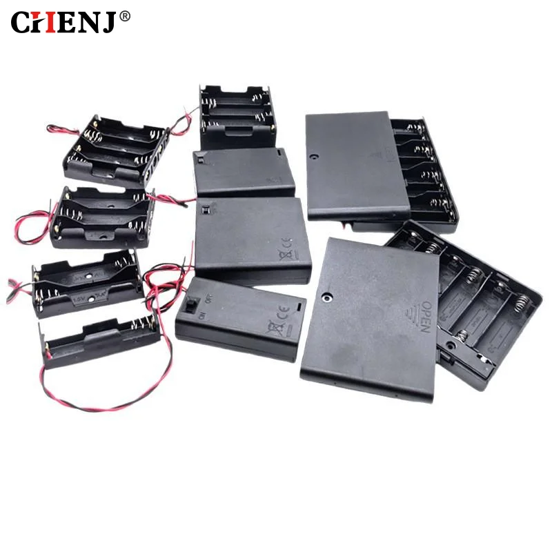 1/3Pcs AA Battery Holder Storage Case Box With Switch And Cover For AA Batteries Standard Container 1 2 3 4 6 8 Slots