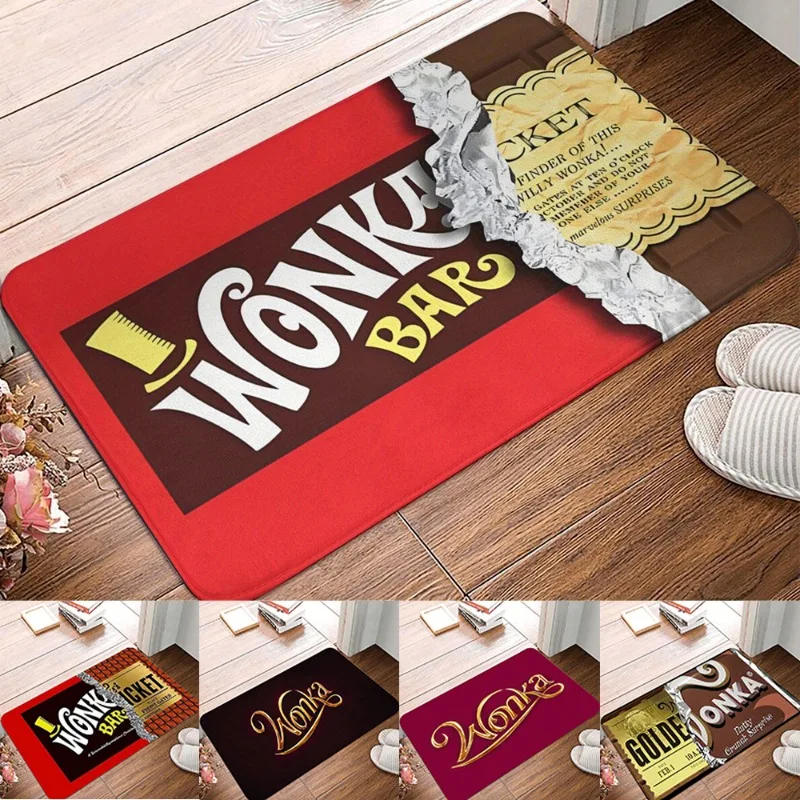 Willy Wonka Golden Carpet Ticket-Inspired Doormat Lightweight Machine Washable Rug for Bedroom Living Room Entrance Decor Mats