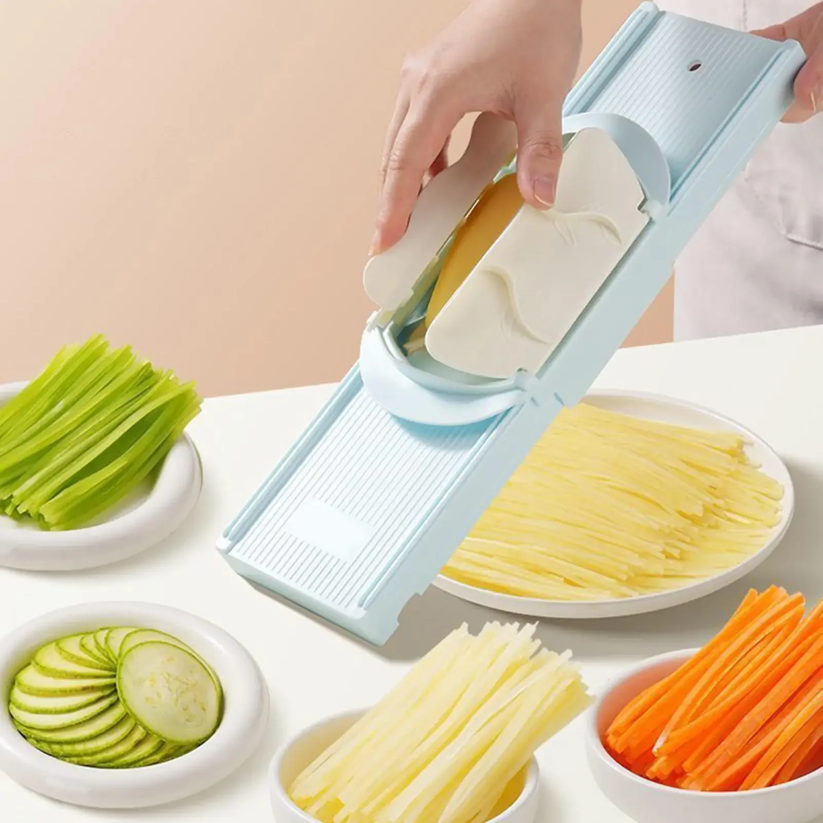 Cucumber Slicer With Hand Guard Manual Handheld Food Cutter Kitchen Slicer For Potato Carrot Zucchini Cabbage Food Prep
