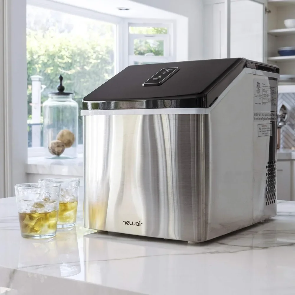 XMSJ Silver Countertop Ice Maker Machine, Compact Automatic Ice Maker, Cubos prontos em menos de 15 minutos