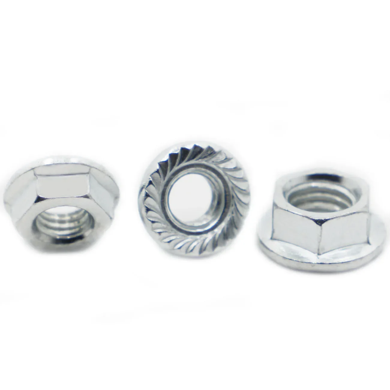 M3 M4 M5 M6 M8 M10 M12-M16 Hochwertiger verzinkter Kohlenstoffstahl Sechskant-Sechskantkopf gezahnte Spinlock-Flanschmutter Sicherungsmutter DIN6923 – Detail 3