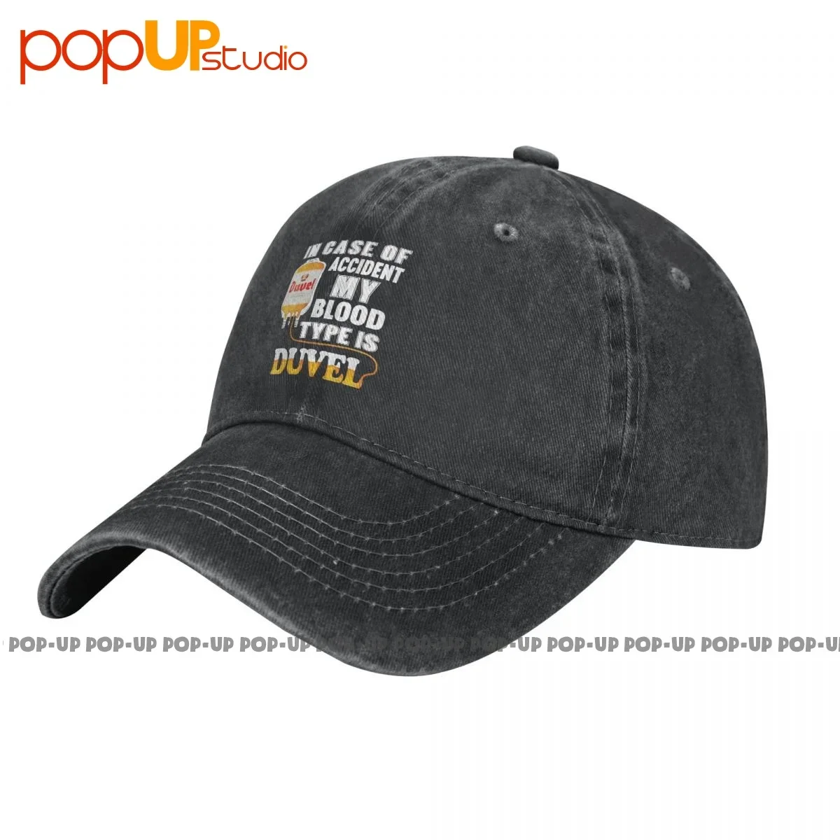 In Case Of Accident My Blood Type Is Duvel Washed Denim Baseball Cap Trucker Hats Summer Best Quality