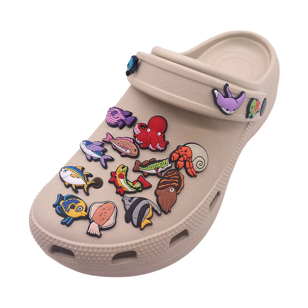 1 Pcs Sea Fish PVC Shoe Charms Jeans Pins Cute Volador Octopus Squid Shape Sandals Upper Decorations Shoe Buckle Accessories image 2