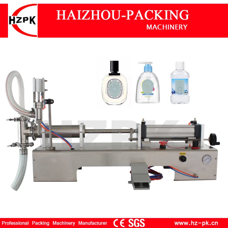 HZPK Horizontal Semi-automatic Stainless steel Full Pneumatic Liquid Hand Sanitizer Filler Mini Packing Filling Machine 50-500ml