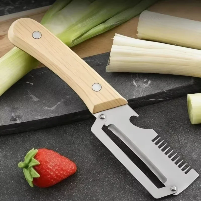 Stainless Steel Peeler With Wooden Handle For Peeling And Slicing Fruits And Vegetables | Durable And Smooth Operation