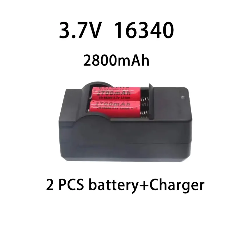 16340 Battery 3.7V 2800mAh Rechargeable Li-ion Battery CR123A for LED Flashlight with 16340 CR123 Battery Charger