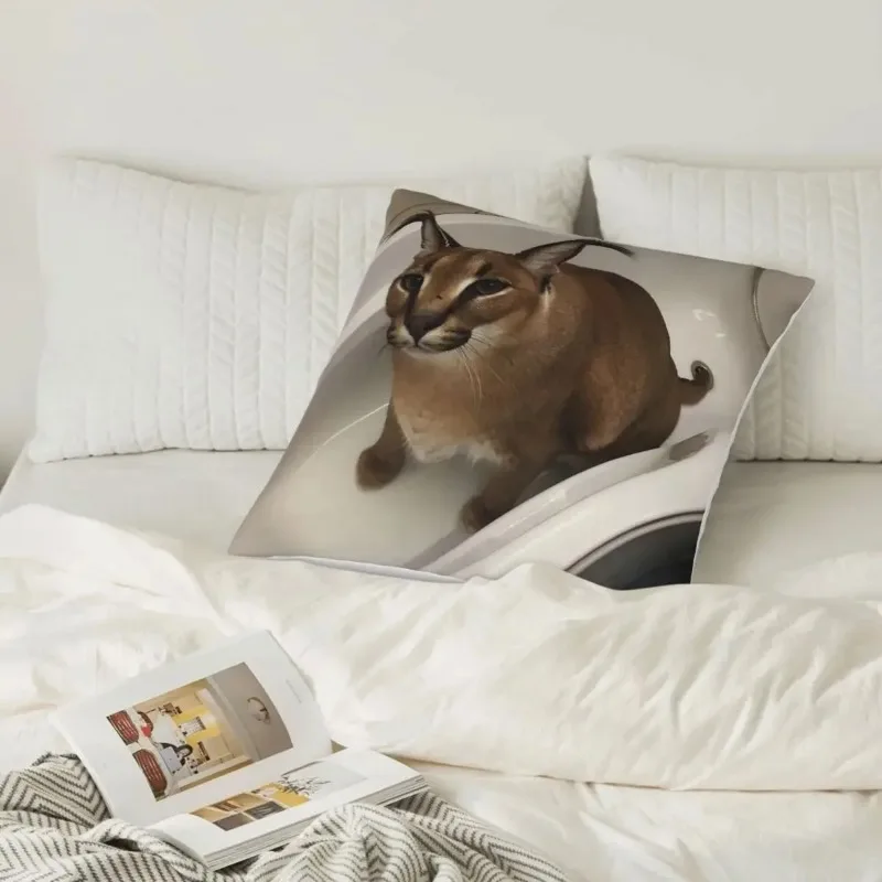 Cute Meme Cushion Cover 40x40 Home Decor Dakimakura Funny Caracal Cat Throw Pillow Case for Living Room Housse De Coussin