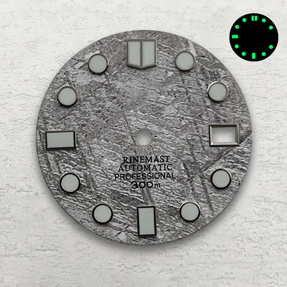 28.5mm S Logo Meteorite Dial Fit NH35/NH36 Automatic Movement C3 Green Luminous High-Quality Watch Modification Accessories