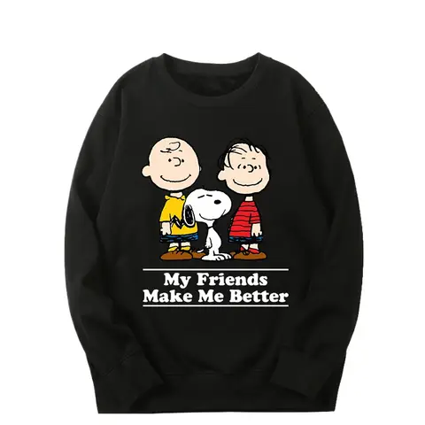 Dam långärmad bottentröja Snoopy tröja ins animation tecknad perifer rund hals tröja lös kappa 12 best sales Snoopy Zara - №12