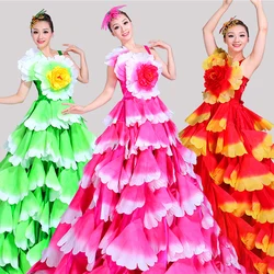 Flamenco Dress Modern Dance Gypsy Skirt Big Petal Dress 180/360/720 Degree Women Spain Spanish Chorus Stage Performance Costume