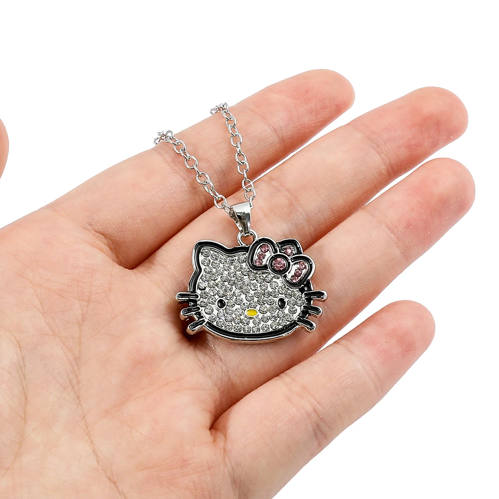 Sanrioes Hello Kitty Necklace Cartoon Figure Hello Kitty Pendant Neck Chain for Women Fashion Jewelry Accessories Gifts