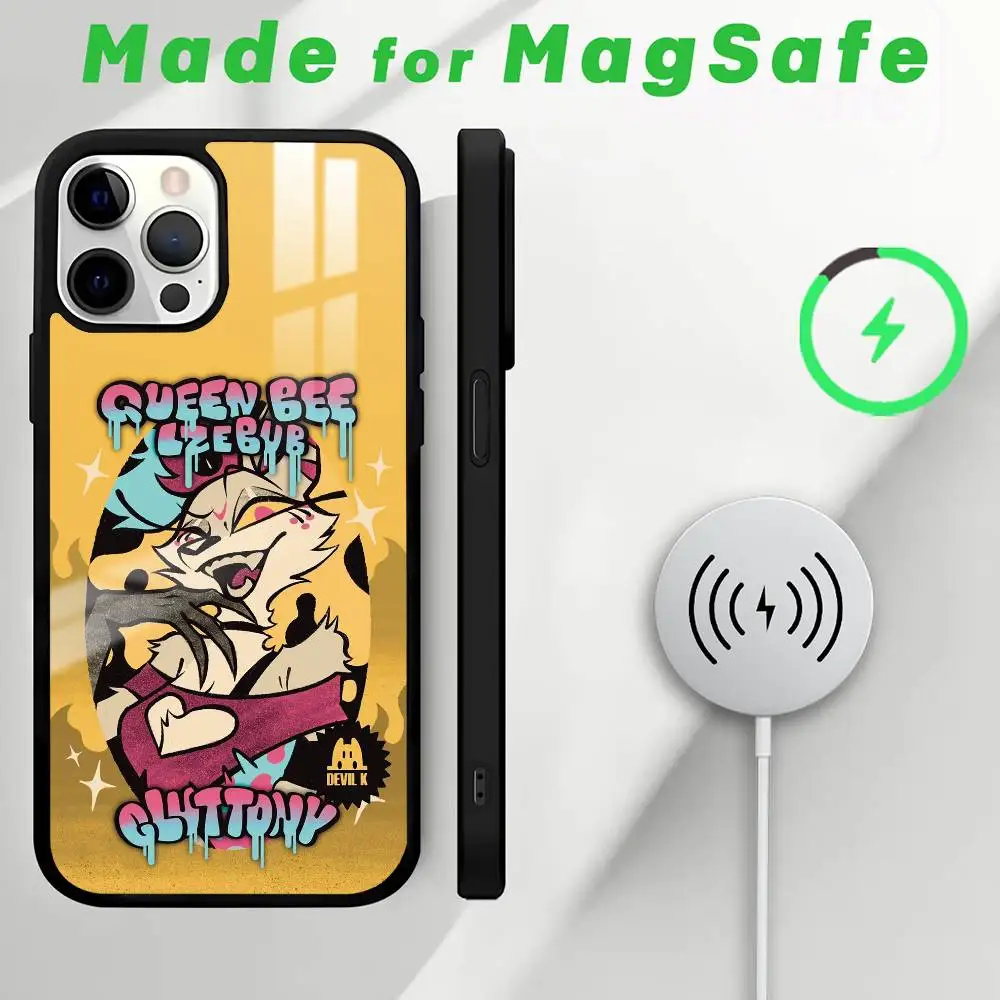 أنيمي H-HelluvaS B-Boss جراب هاتف MagSafe المغناطيسي آيفون 16 15 14 13 12 11 برو زائد ماكس شاحن لاسلكي صغير Funda