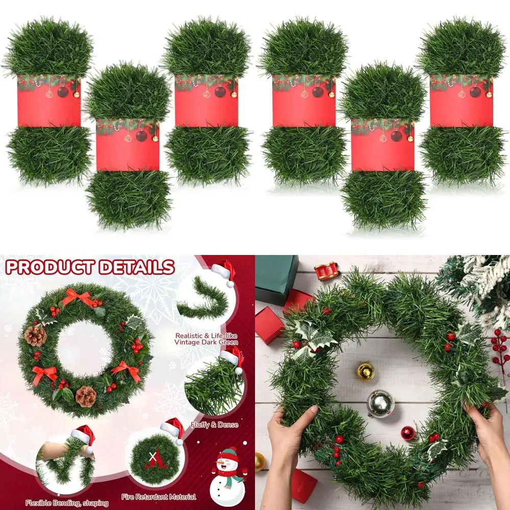 

Искусственная зеленая гирлянда шириной 3,5 см - набор из 3 штук для украшения рождественской елки, лестницы, перил.