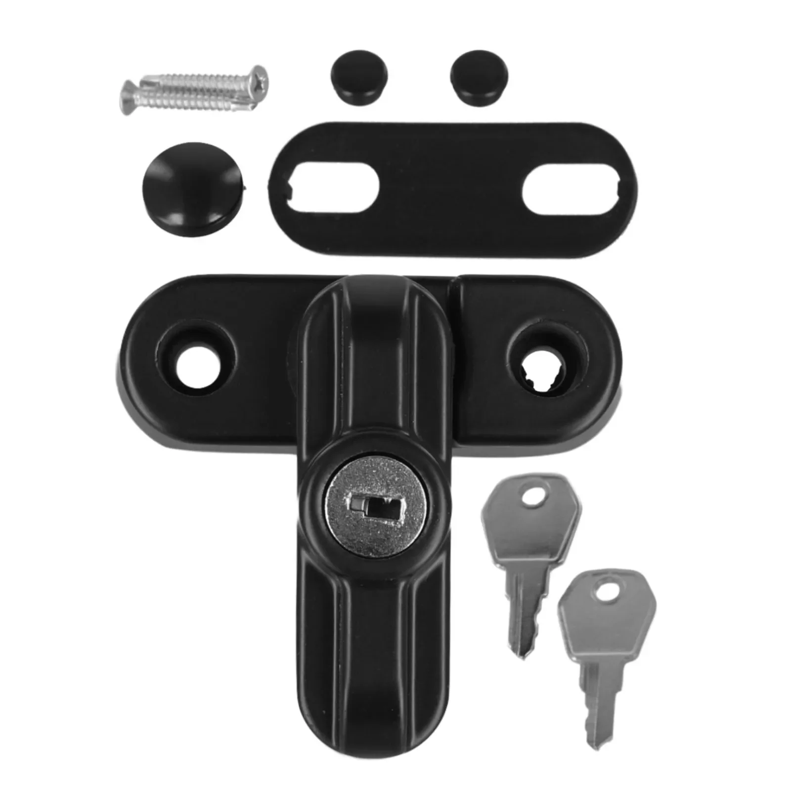 1Set Window Door Sash Lock Plastic Steel Safety Lever Handle Sweep Latch Home Balcony Security T-lock Window Door Lock With Key