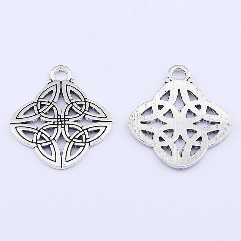 ZXZ 10pcs Tibetan Silver large Hollow Celtic Knot Charms Pendants for Jewelry Making Accessories 40x34mm