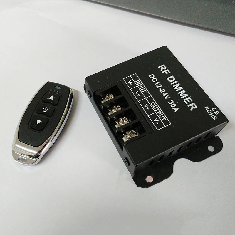 RF 고전력 무선 원격 제어 조광기, 단색 LED 조명 스트립용 조광 스위치, DC 12V-24V, 30A, 3 키, 1 세트